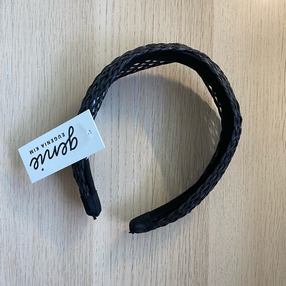 Black woven straw headband (brand new)